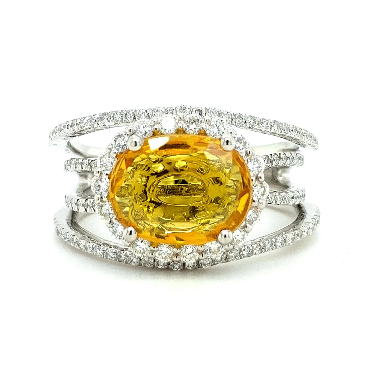 Certified Platinum Yellow Sapphire & Diamond Ring (1 of 8)