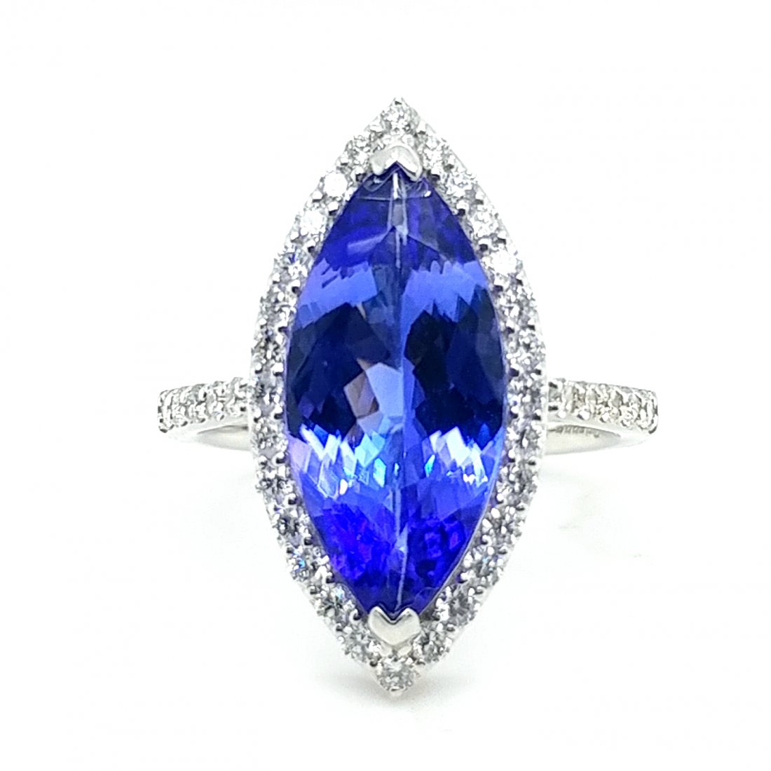 Certified 18K White Gold Tanzanite & Diamond Ring (1 of 7)