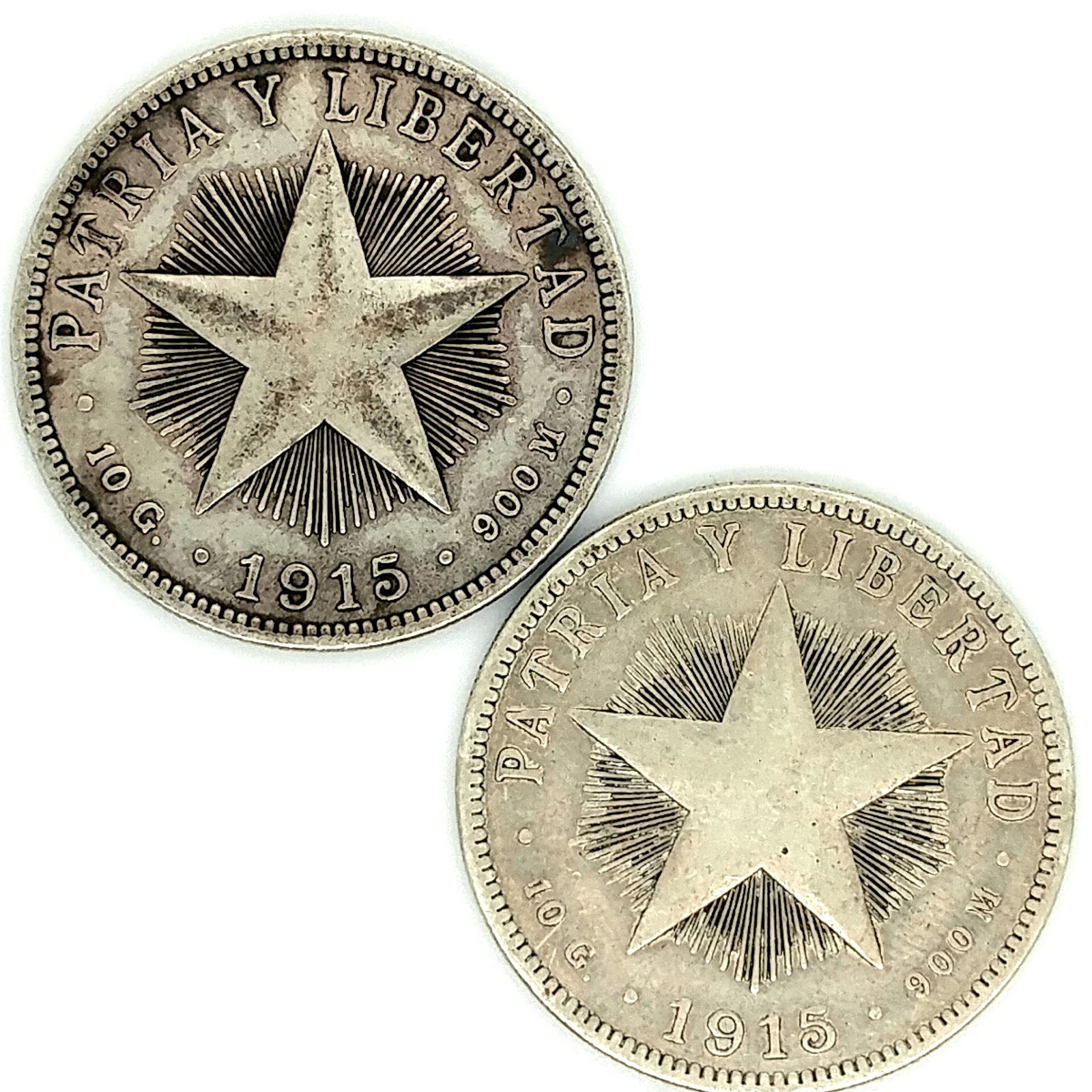 Two (2ct.) 1915 Silver Cuba 40 Centavo Coins (1 of 1)