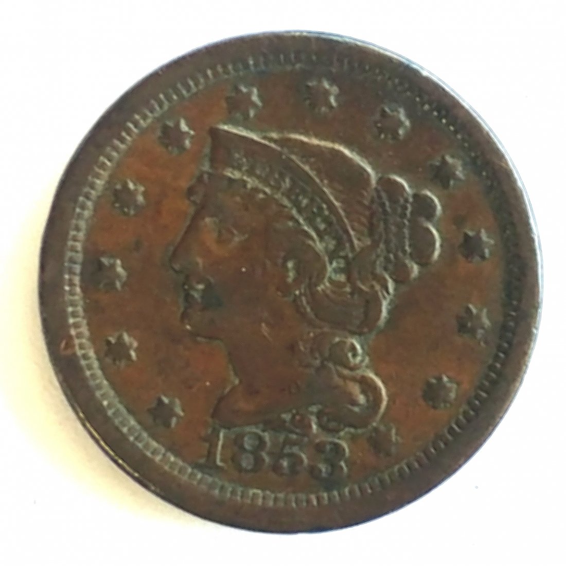 1853 Braided Hair Large Cent Very Nice Coin Ch VF (1 of 2)