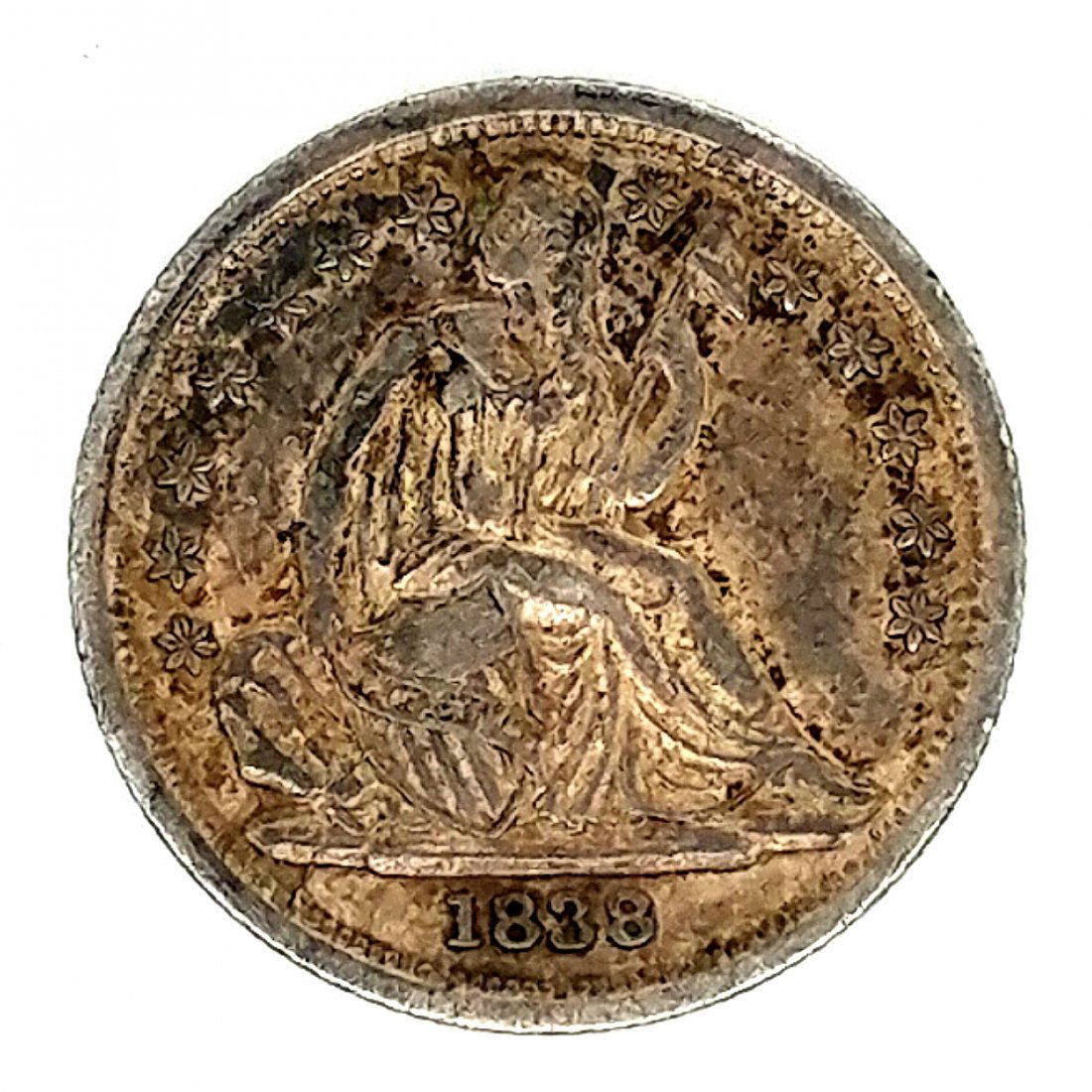 1838 Seated Dime Large Stars Variety XF (1 of 2)