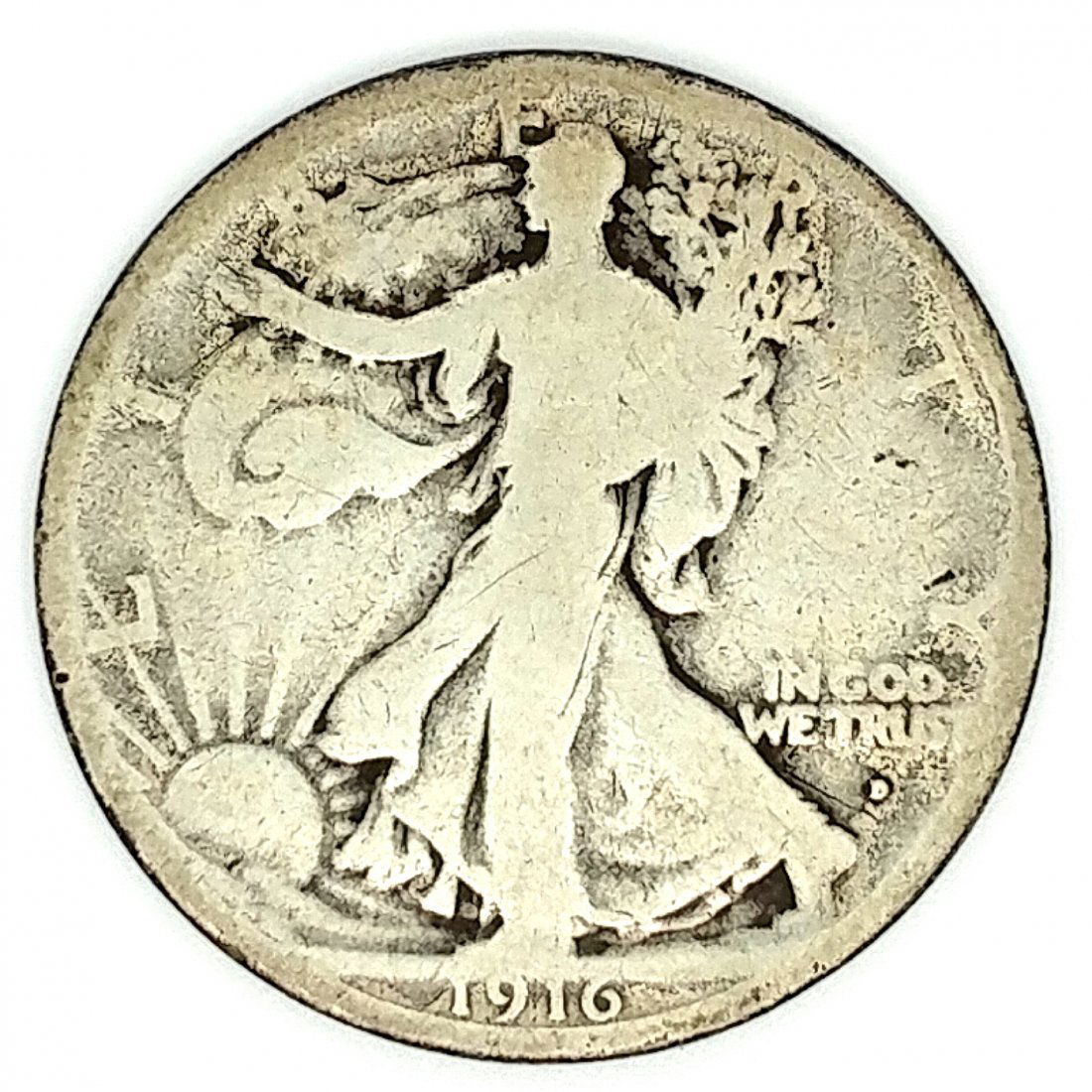 1916 D Walking Liberty Half-Dollar G+ FYI (1 of 2)