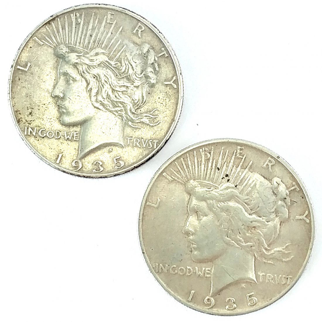 1935 S and 1935 P Silver Peace Dollars XF+ (1 of 3)