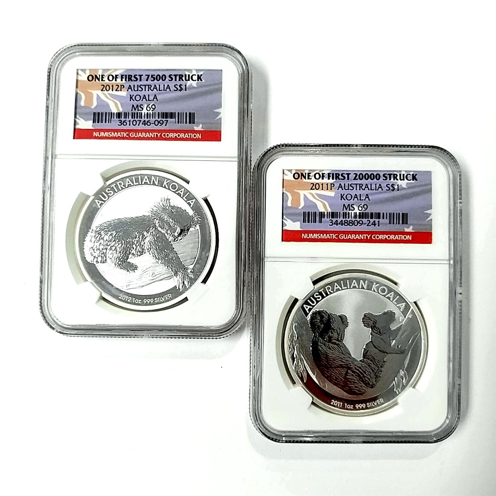 2011 & 2012 Two (2CT) Silver Koalas NGC MS69 FS (1 of 4)