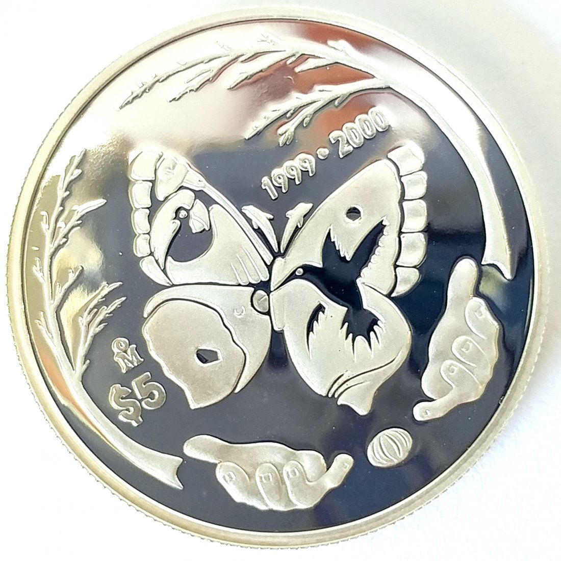 Mexico 5$ Silver Proof 1999-2000 Butterfly (1 of 2)