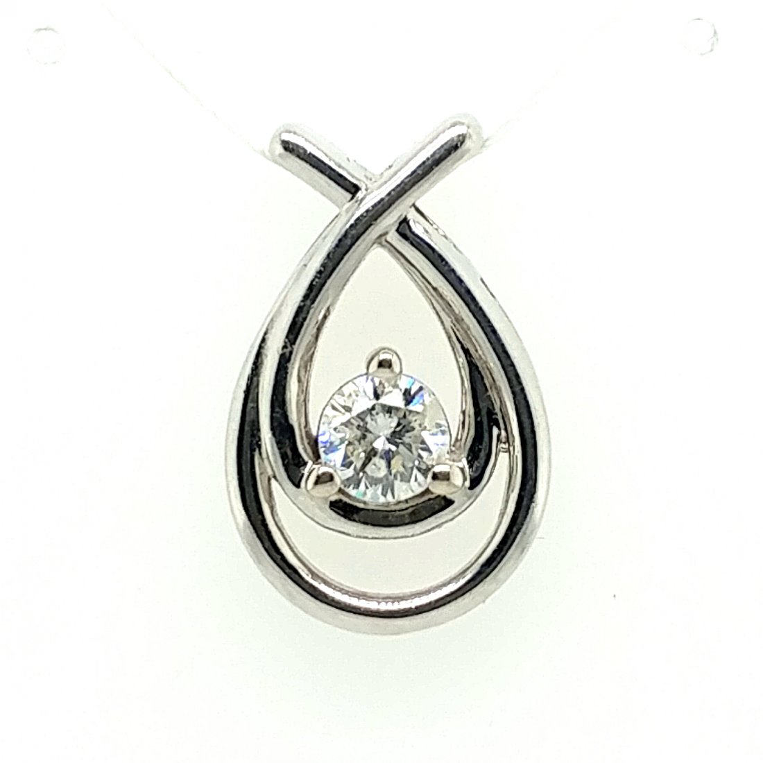 14K White Gold Diamond Solitaire Pendant (1 of 4)