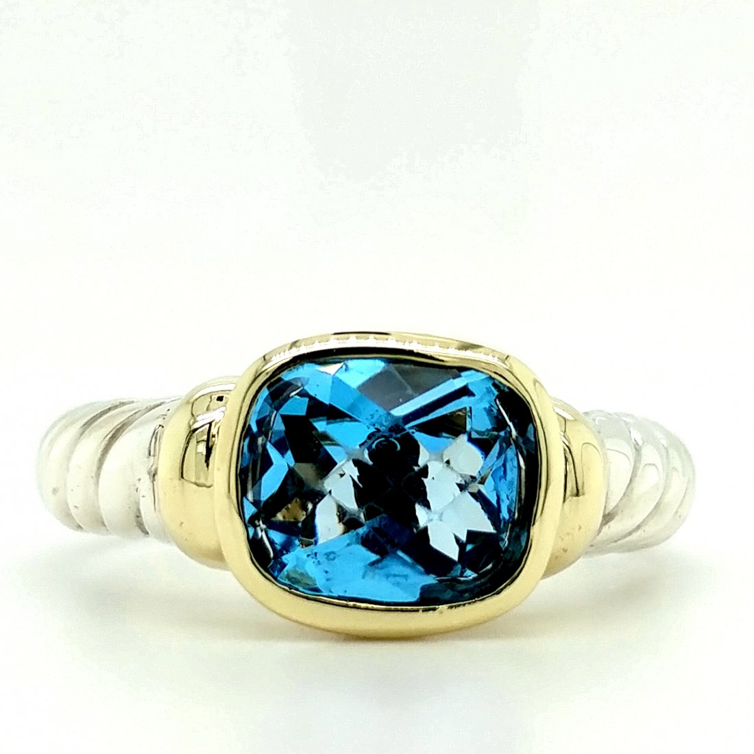 David Yurman Sterling Silver 14K Blue Topaz Ring (1 of 6)