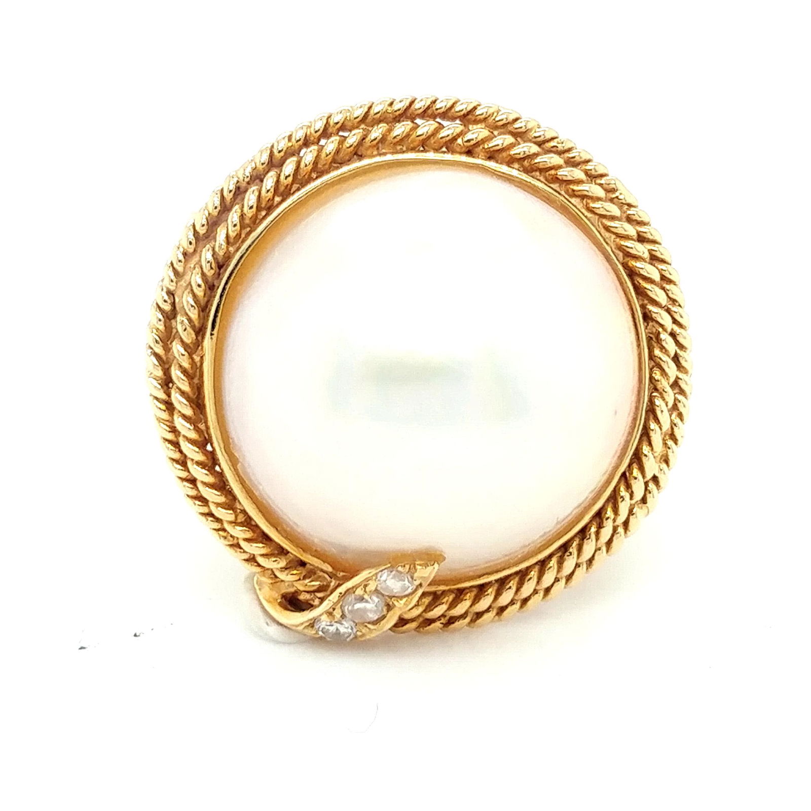 14K Yellow Gold Mabe Pearl & Diamond Ring (1 of 3)