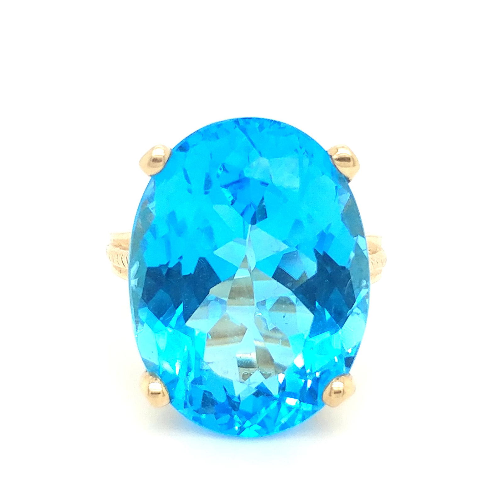 10K Yellow Gold Large Blue Topaz Ring (1 of 3)
