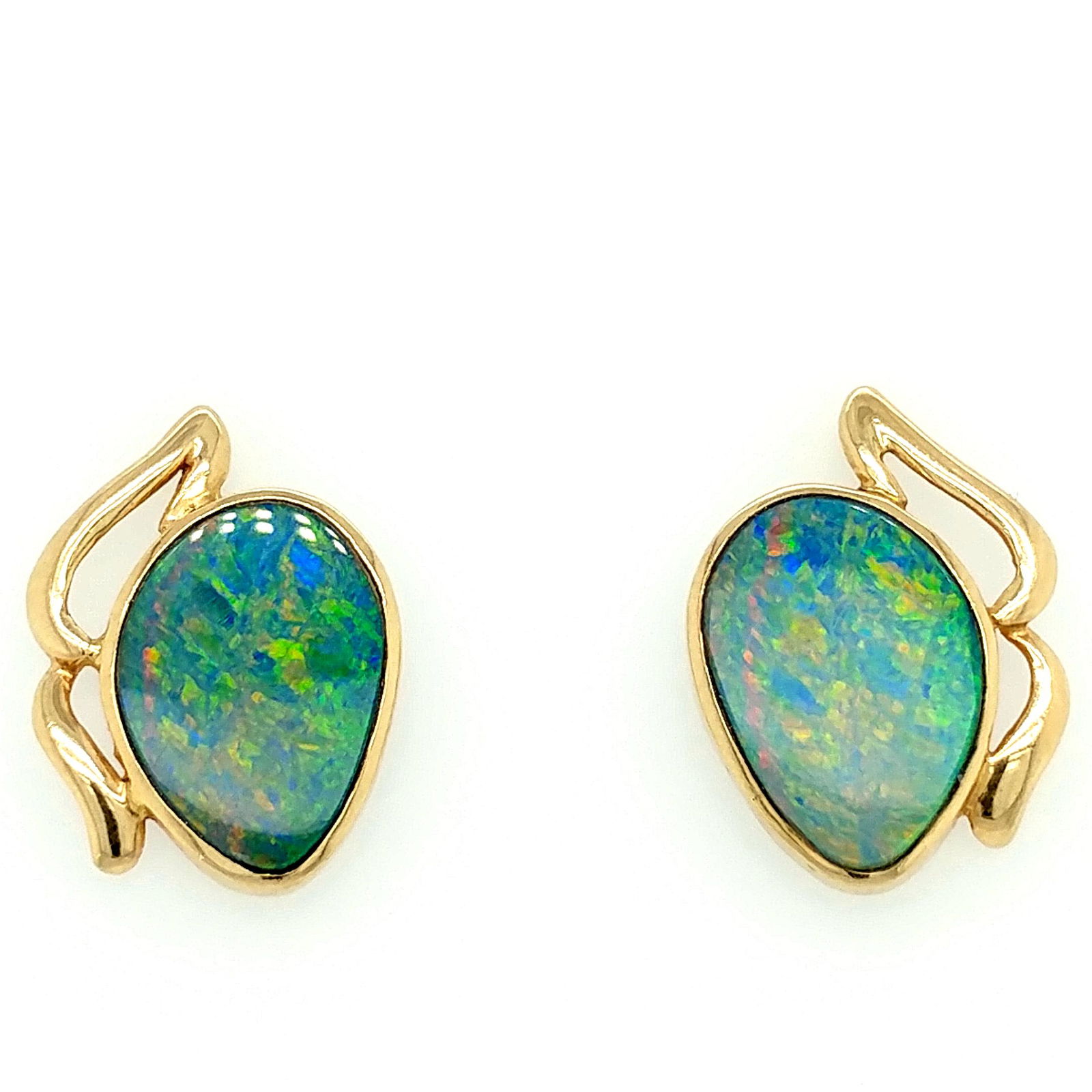 14K Yellow Gold Boulder Opal Earrings (1 of 5)