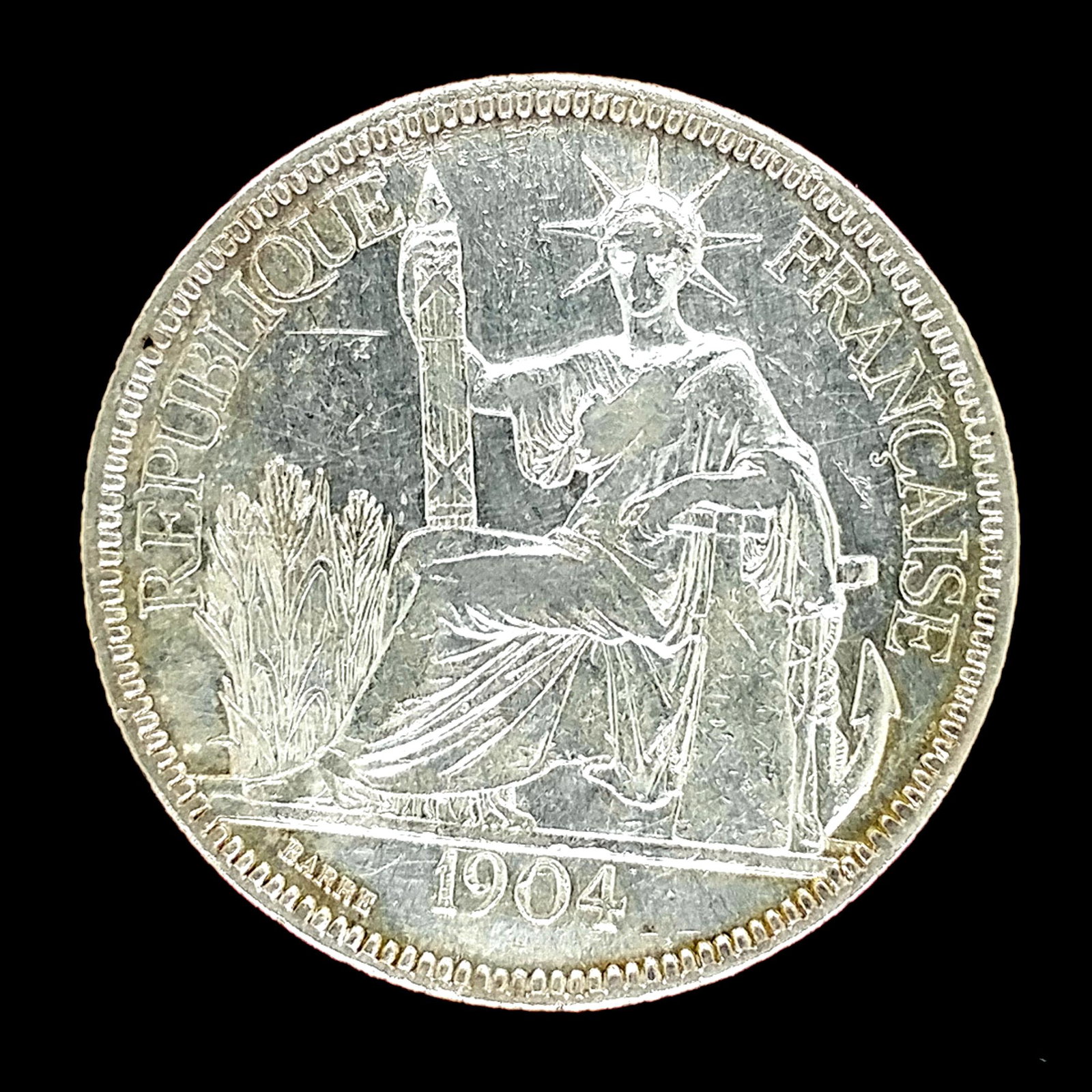 1904 French Indo-China Crown: 1904 French Indo-China Crown. Nice km#Sa1 27gms .900 silver France colonial coin which have mostly been melted. tough to find.