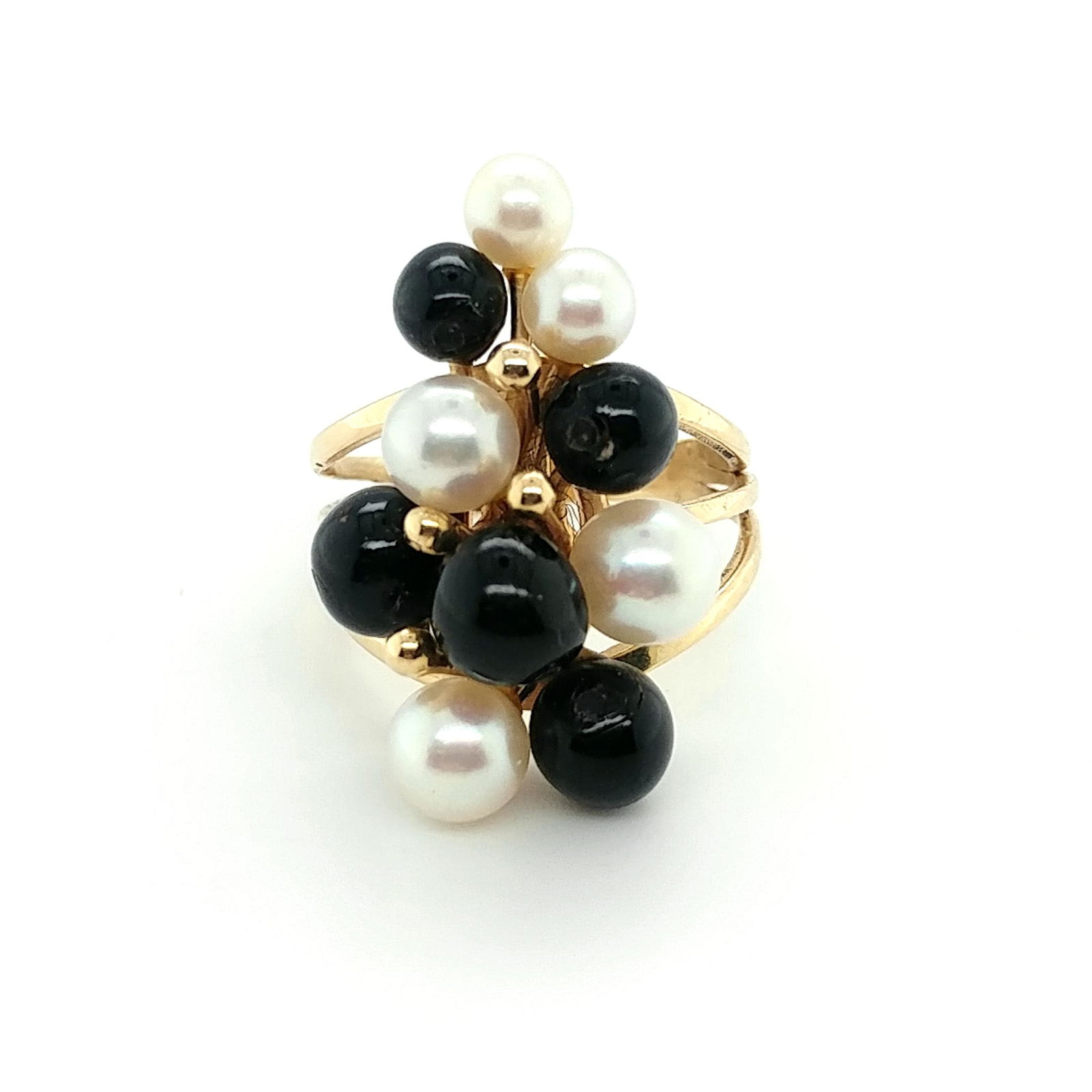 14K Yellow Gold Onyx & Pearl Ring (1 of 3)