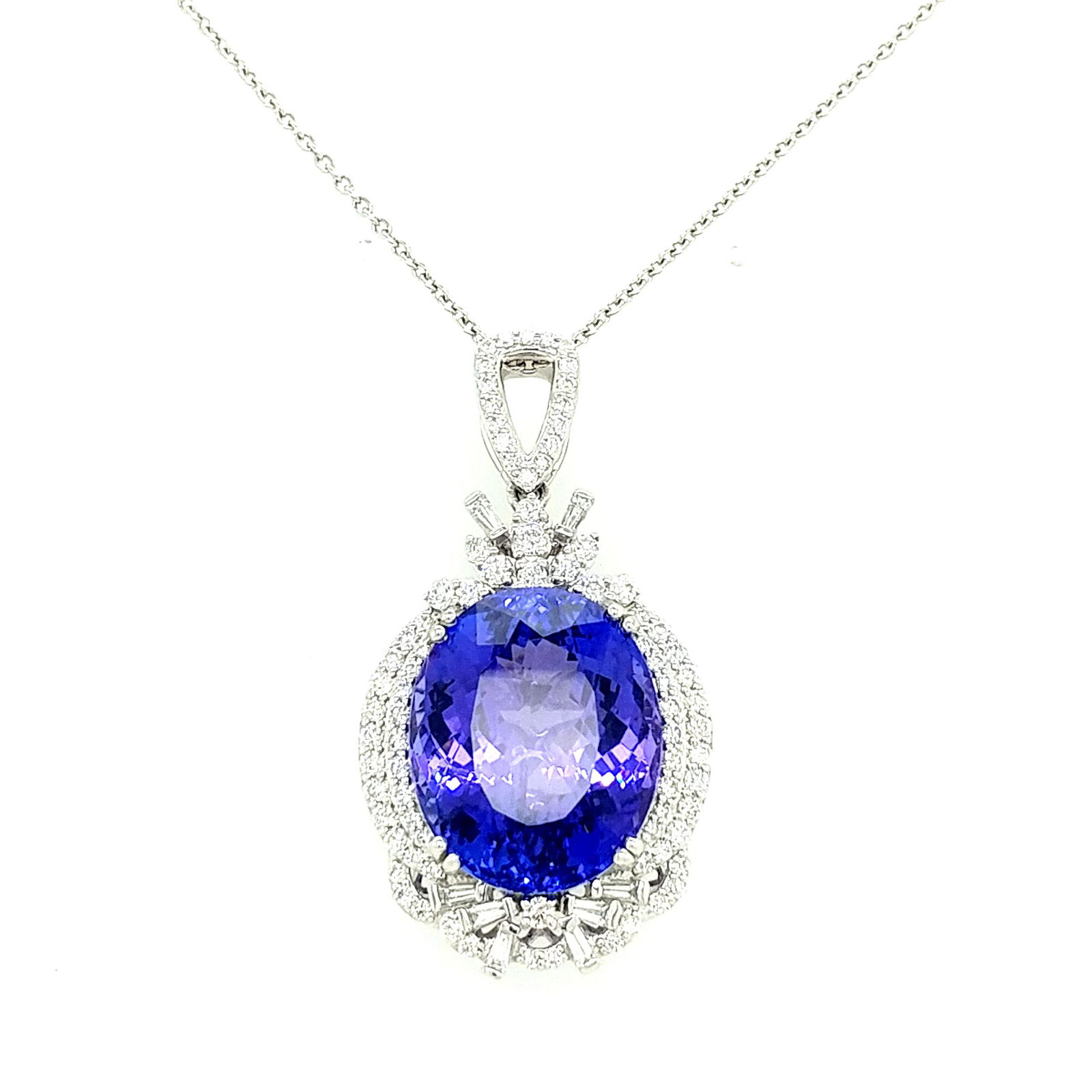Certified Platinum Tanzanite and Diamond Necklace (1 of 10)