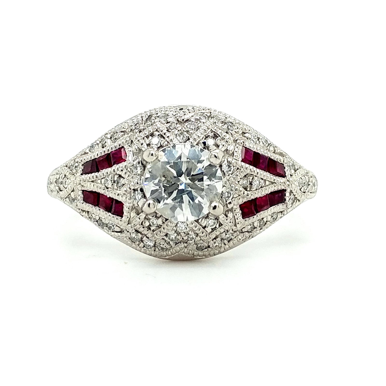 Certified Platinum Diamond and Ruby Ring (1 of 5)