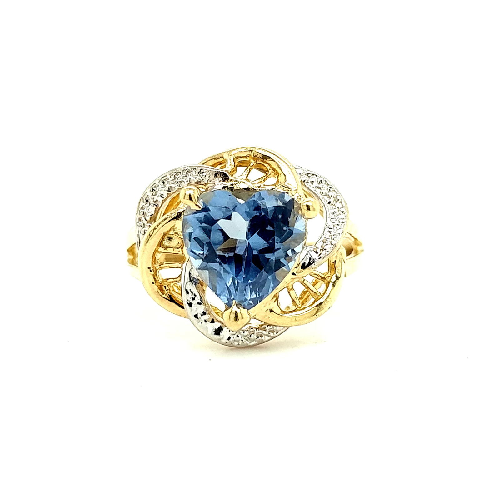 10K Yellow Gold Heart-Shaped Blue Topaz Ring (1 of 4)