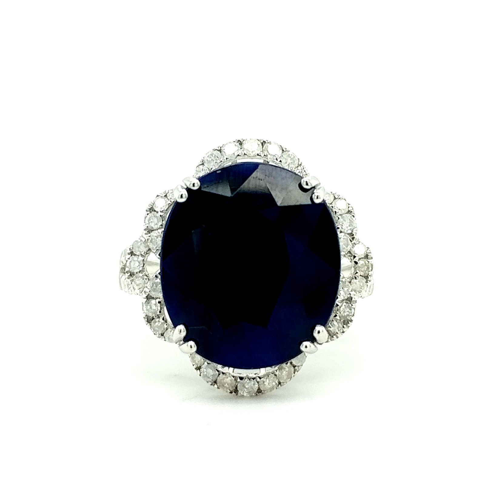 Certified 14K White Gold Sapphire & Diamond Ring (1 of 4)