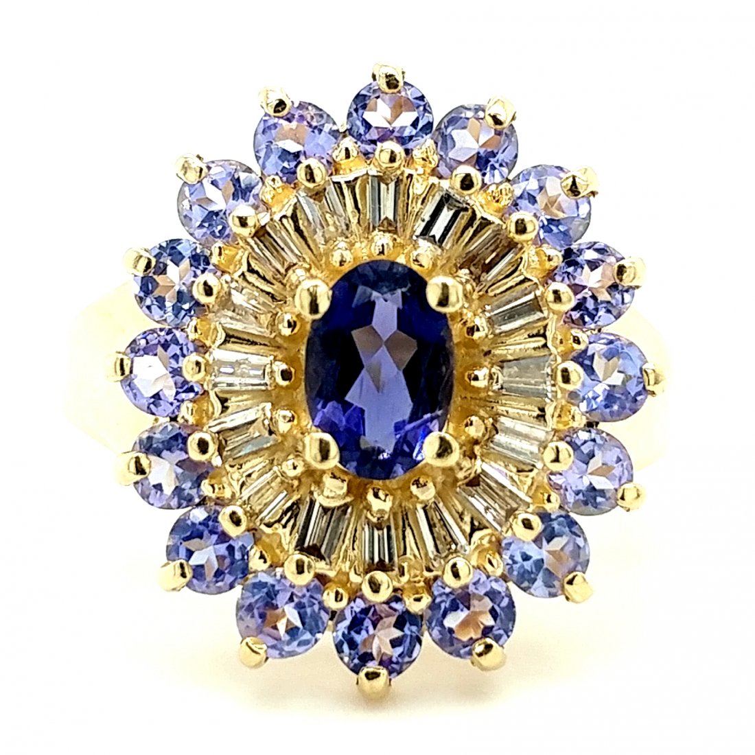 14K Yellow Gold Amethyst, Tanzanite & Diamond Ring (1 of 5)