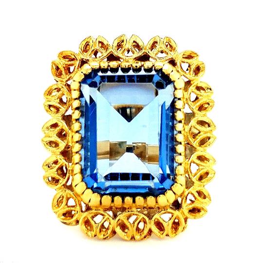 18K Yellow Gold Blue Topaz Ring (1 of 5)