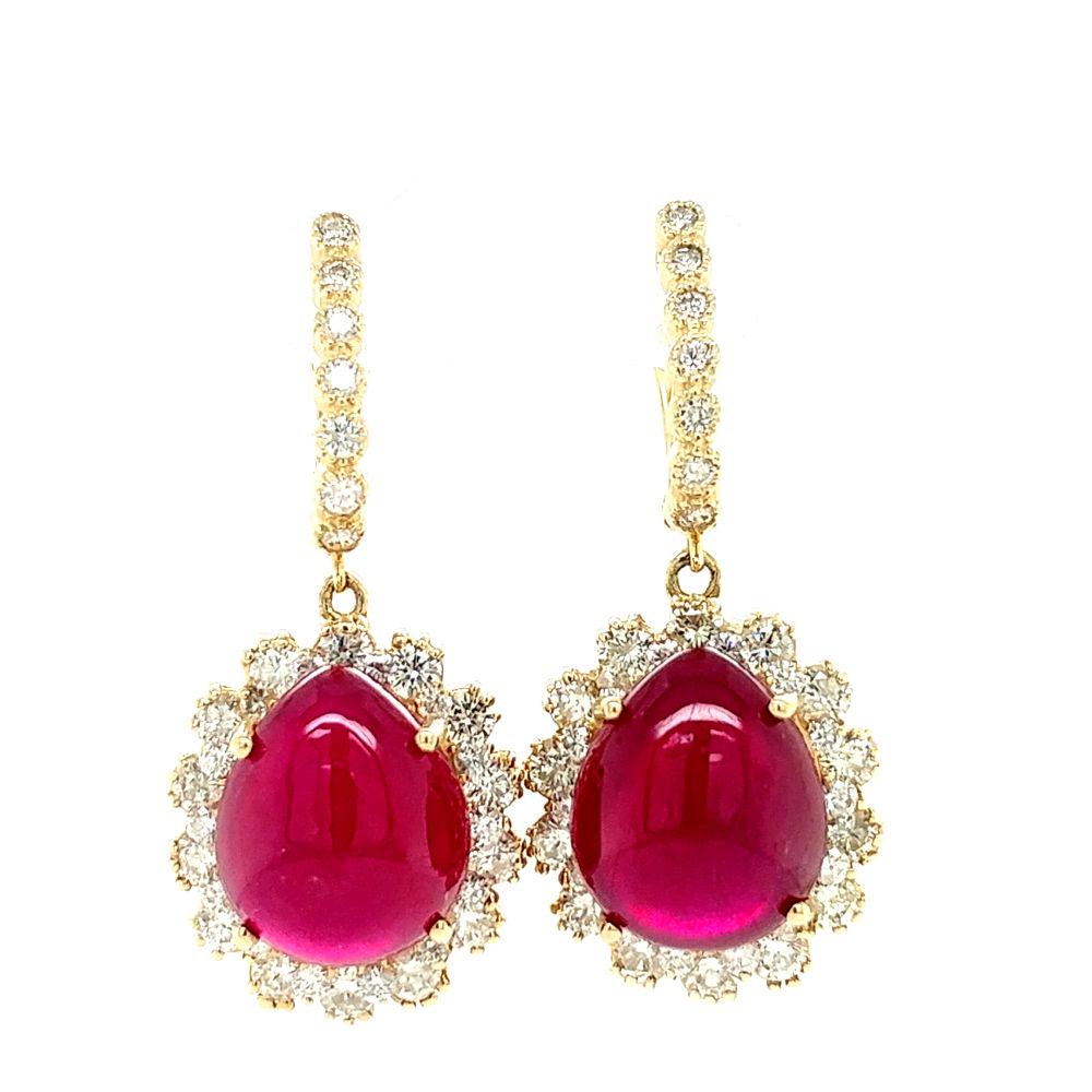 Certified 14K Gold Diamond Ruby Earrings (1 of 7)