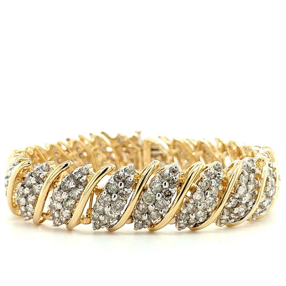 Signed JAFA 14K Yellow Gold Wide Diamond Bracelet (1 of 7)