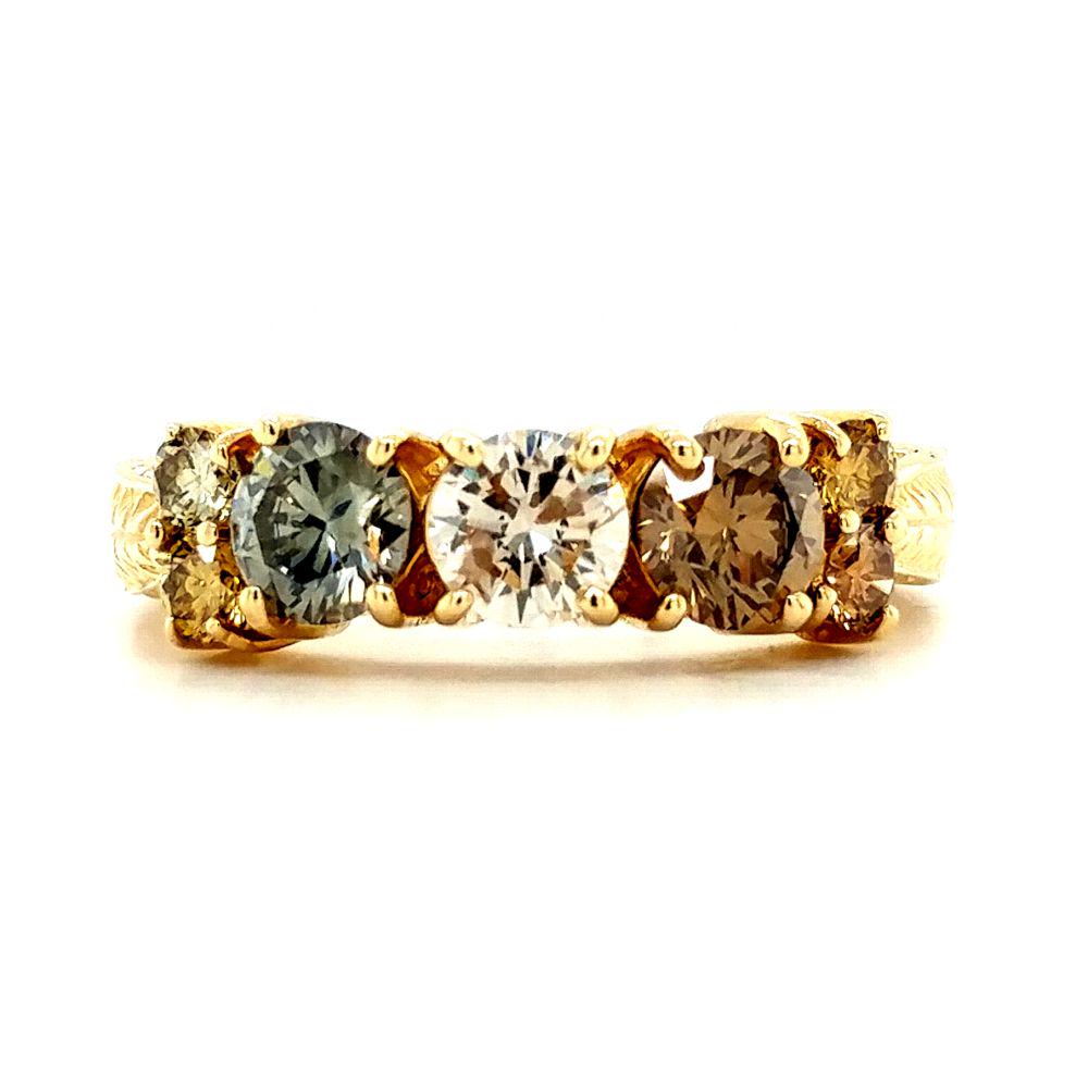 Certified 14K Yellow Gold Multicolor Diamond Ring (1 of 9)