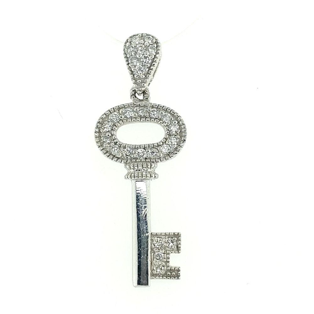 14K White Gold Diamond Key Pendant (1 of 5)