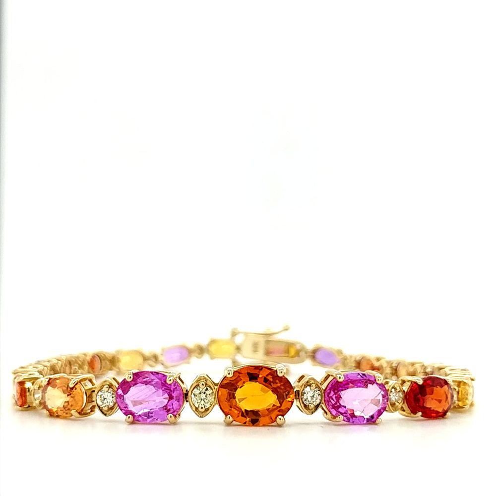 Certified 14K Gold Diamond & Rainbow Sapphire Bracelet (1 of 9)