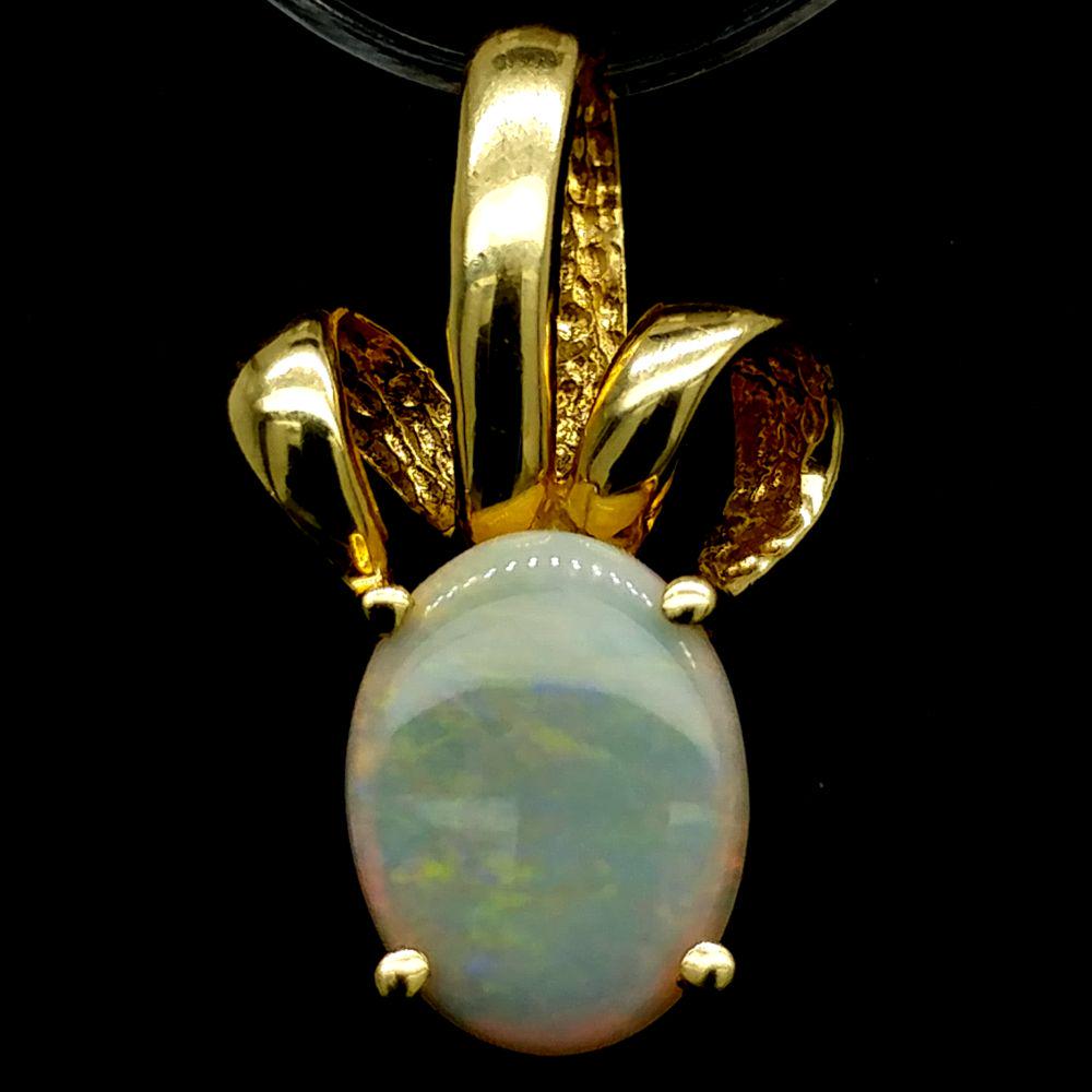 14K Yellow Gold Genuine Opal Pendant (1 of 4)