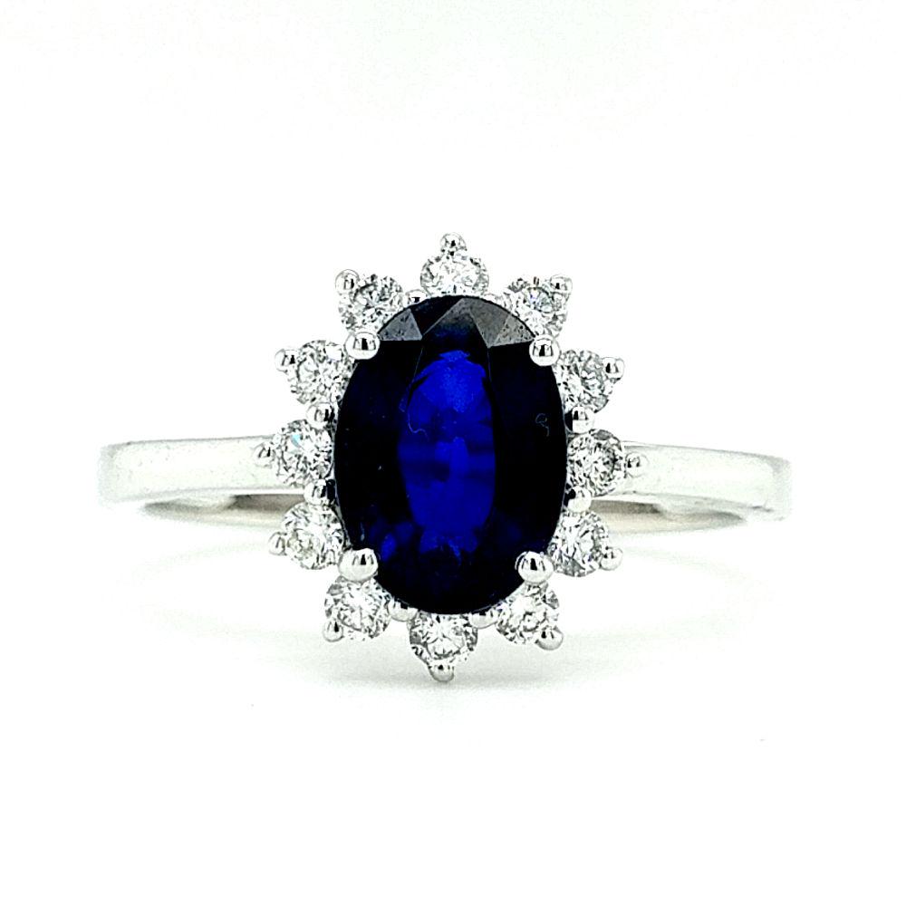 Certified 14K White Gold Sapphire & Diamond Ring (1 of 5)