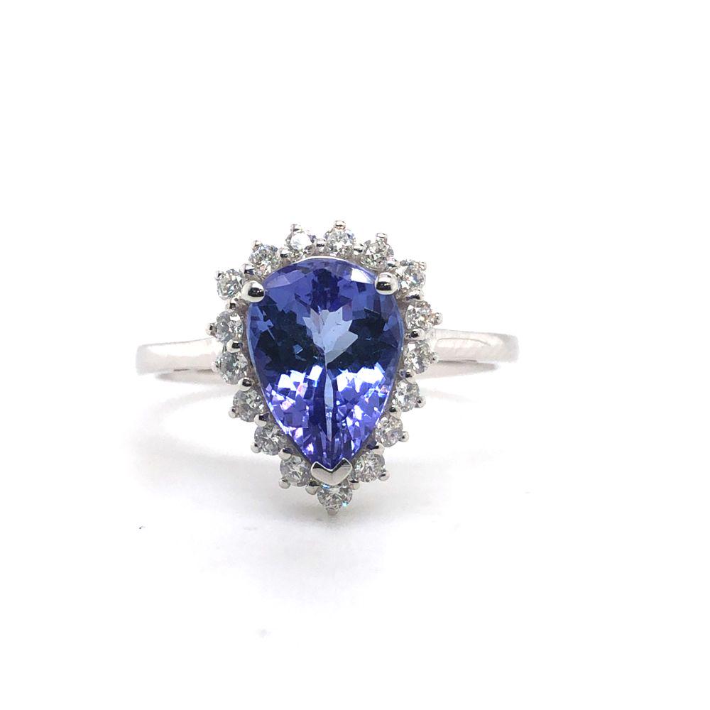Certified 14K White Gold Tanzanite and Diamond Ring (1 of 7)