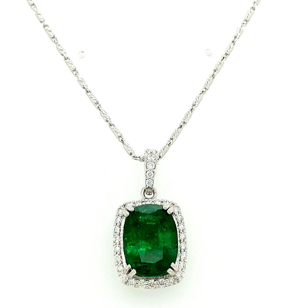 Certified 18K Gold Emerald & Diamond Necklace (1 of 6)