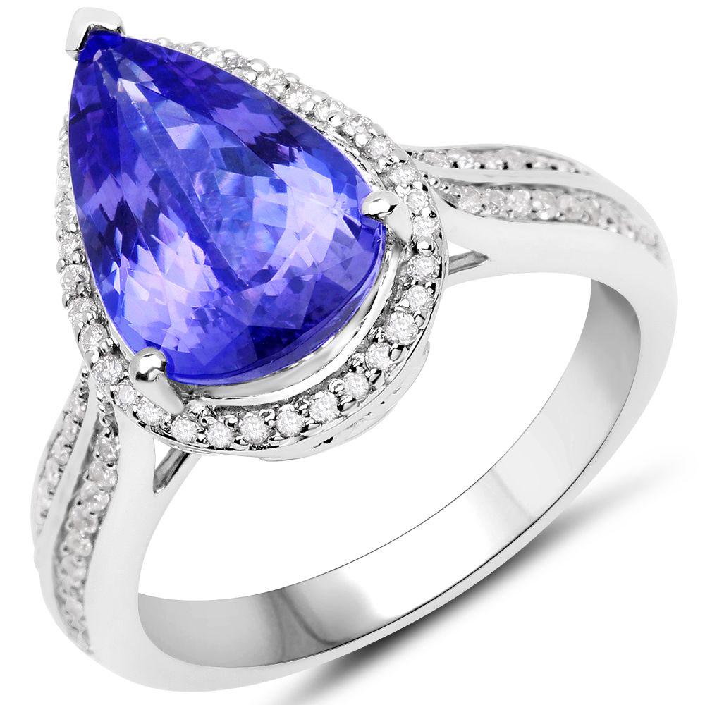 14K White Gold Certified Tanzanite and Diamond RIng (1 of 4)