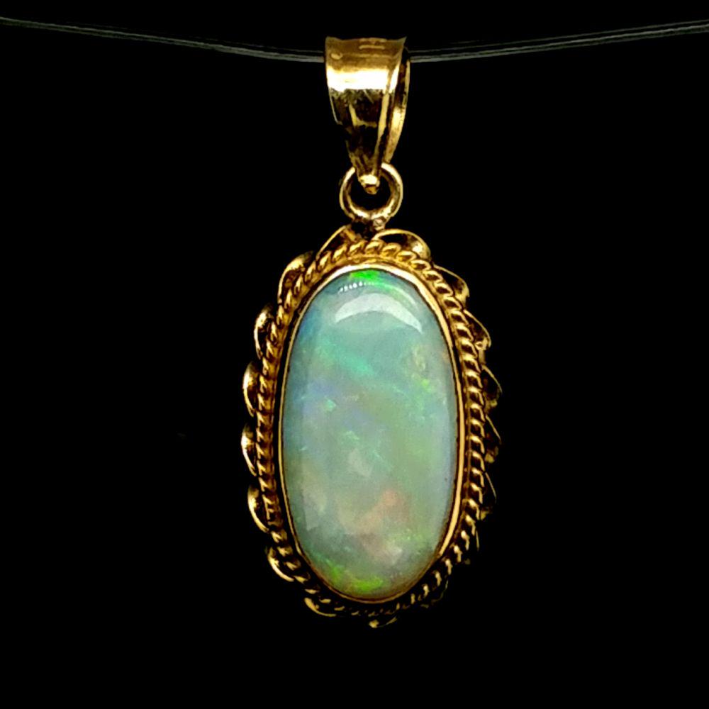 14K Yellow Gold Genuine Opal Pendant (1 of 9)