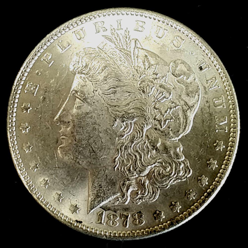 1878 P 7 Tail Feather Morgan Silver Dollar Ch.Unc. (1 of 2)