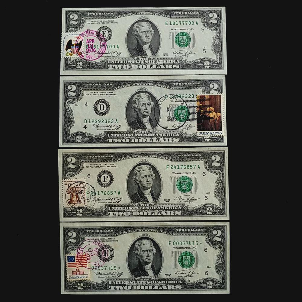 Four 4 Diff. FDI $2 Bicentennial Notes Choice Unc. (1 of 2)