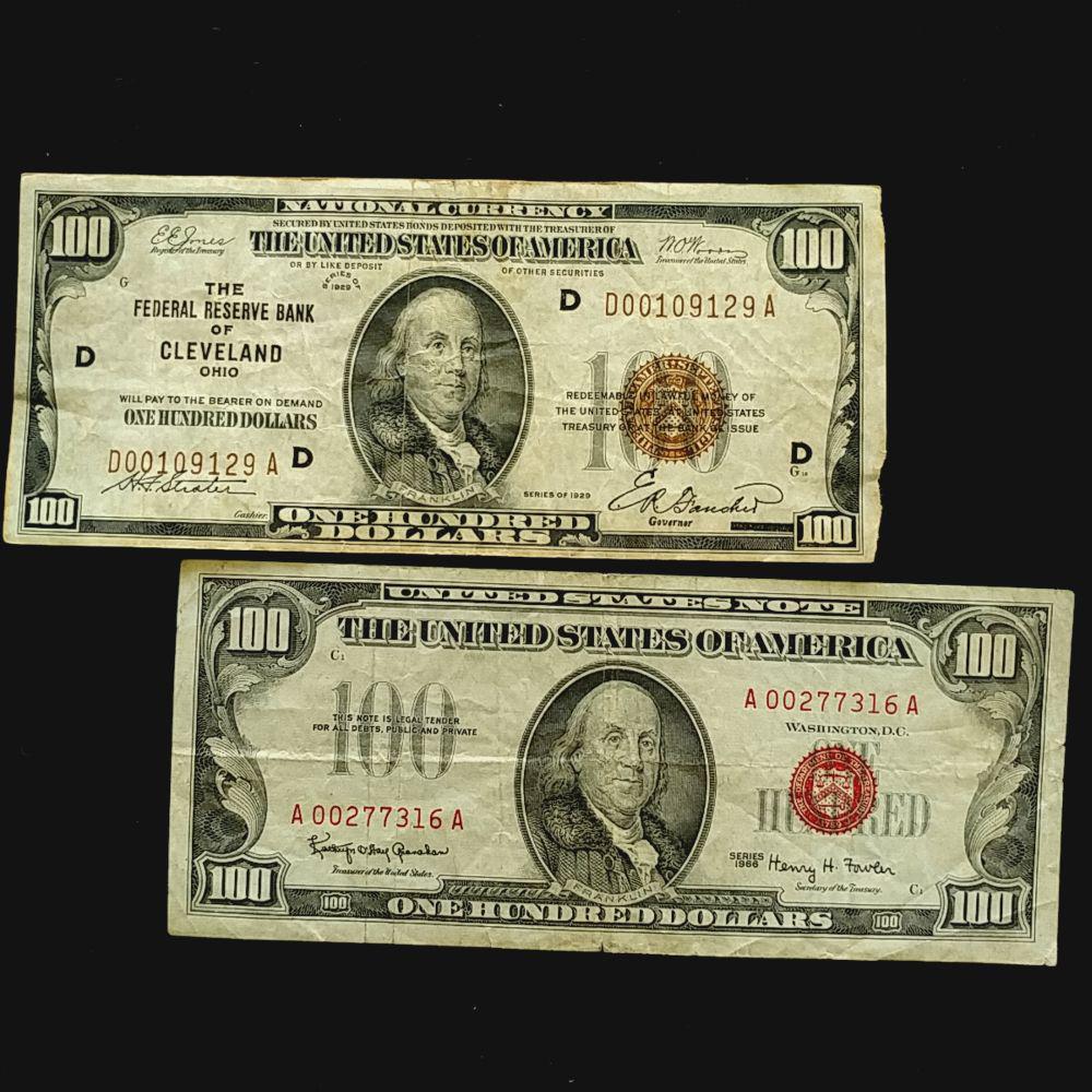 1966 Red Seal &1929 National $100 Notes AV Circs. (1 of 2)