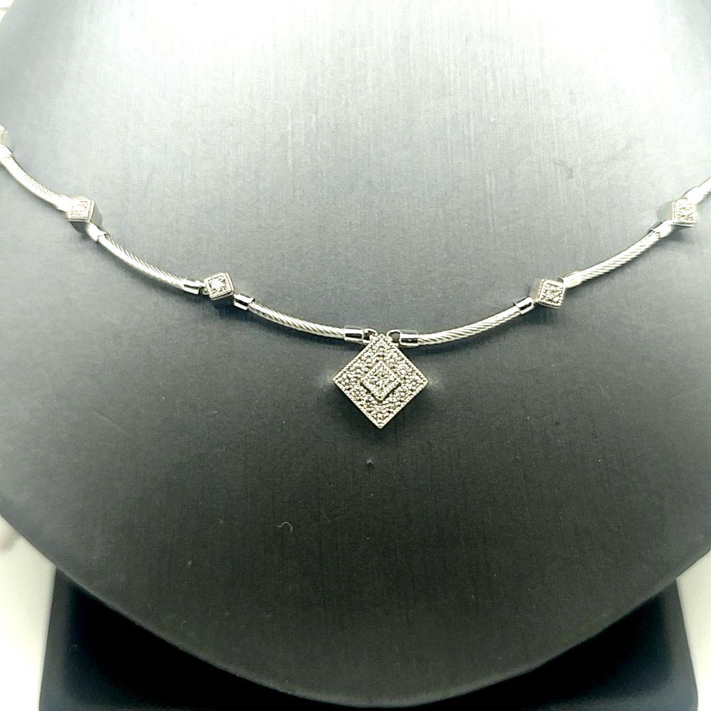 18K White Gold Diamond Station Necklace (1 of 7)