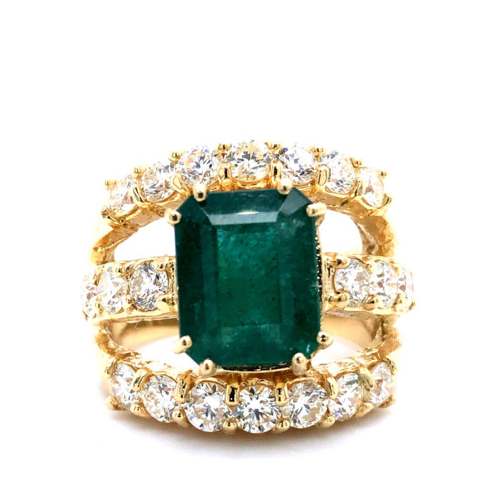 4 CT Emerald & 2.63 CTW Diamond Ring 18K Certified (1 of 11)
