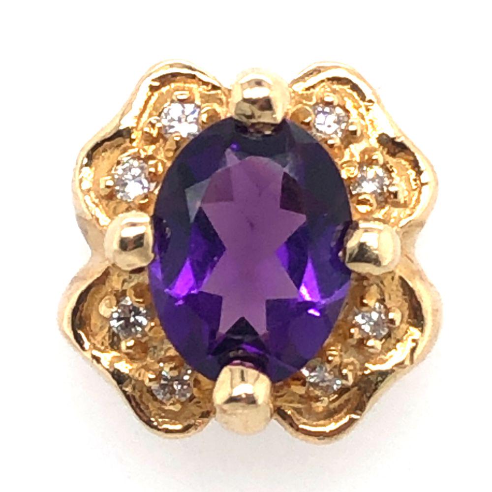 14K Yellow Gold Amethyst and Diamond Pendant (1 of 5)