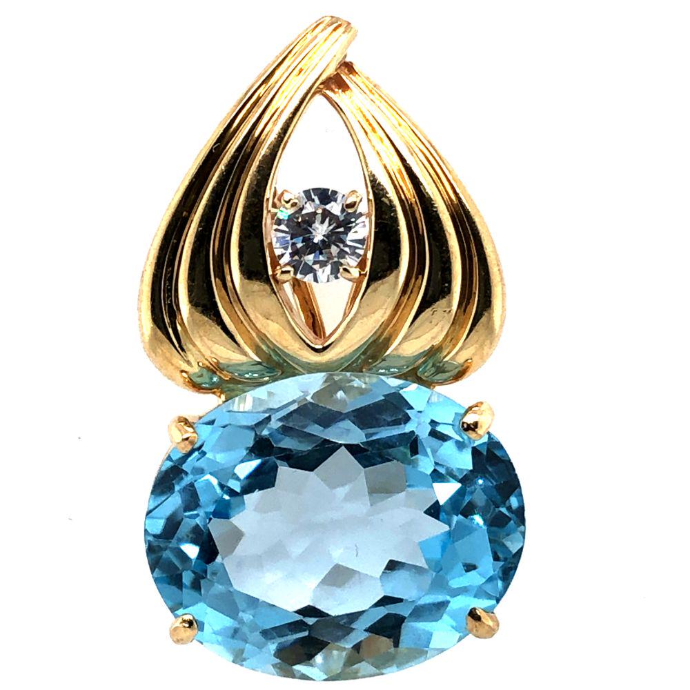 25 CT Blue Topaz Slide 14K Yellow Gold (1 of 6)