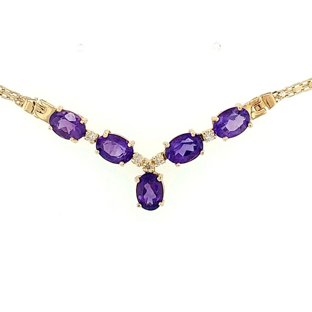 14K Yellow Gold Amethyst and Diamond Necklace (1 of 7)