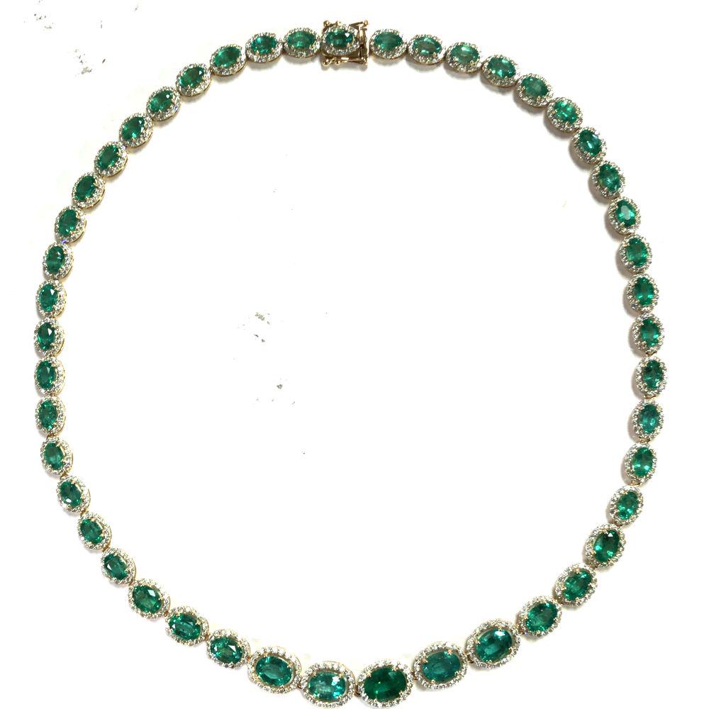 27.54 CTW Emerald & 5.88 CTW Diamond Necklace 14K (1 of 7)