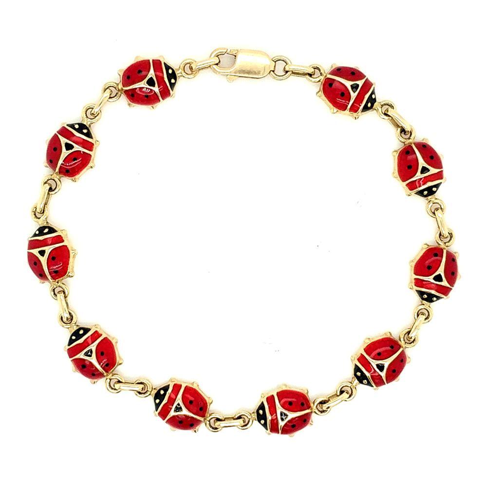 14K Yellow Gold & Enamel Ladybug Bracelet (1 of 5)