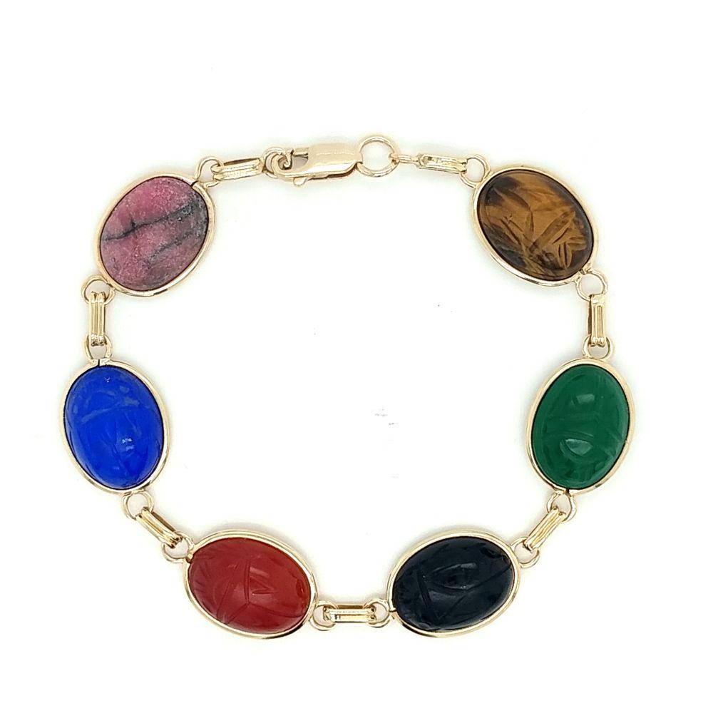 14K Yellow Gold Scarab Gemstone Bracelet (1 of 5)