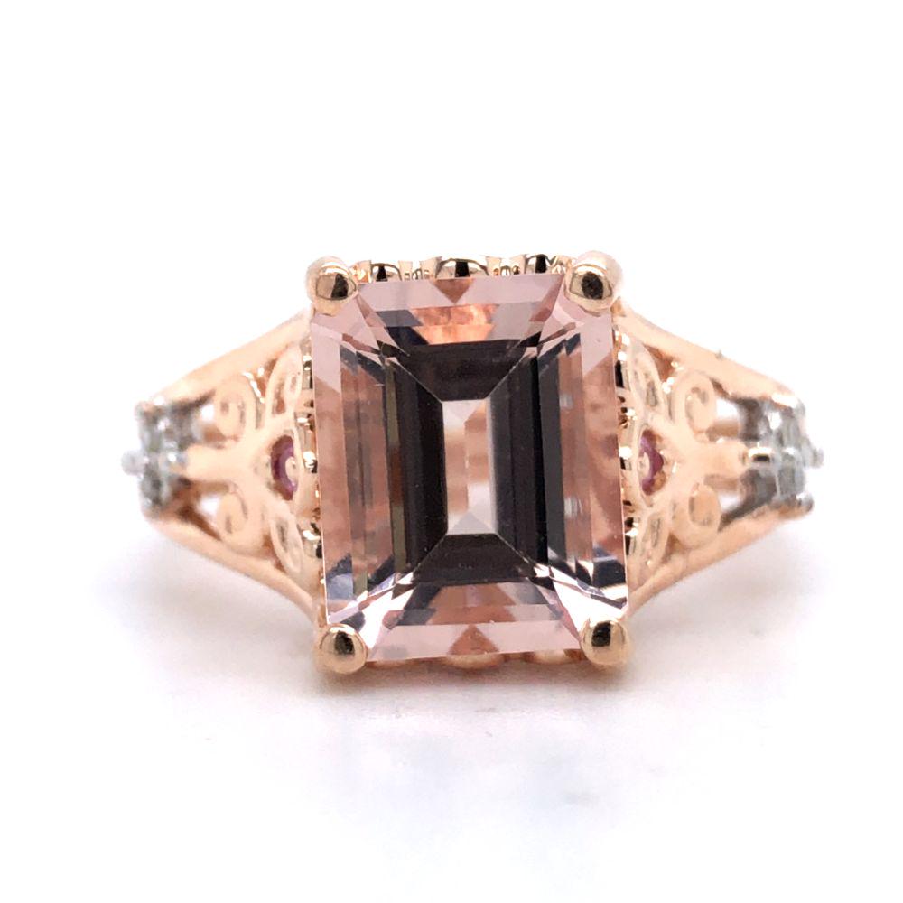 Morganite, Accent Diamond & Pink Sapphire Ring 10K (1 of 4)