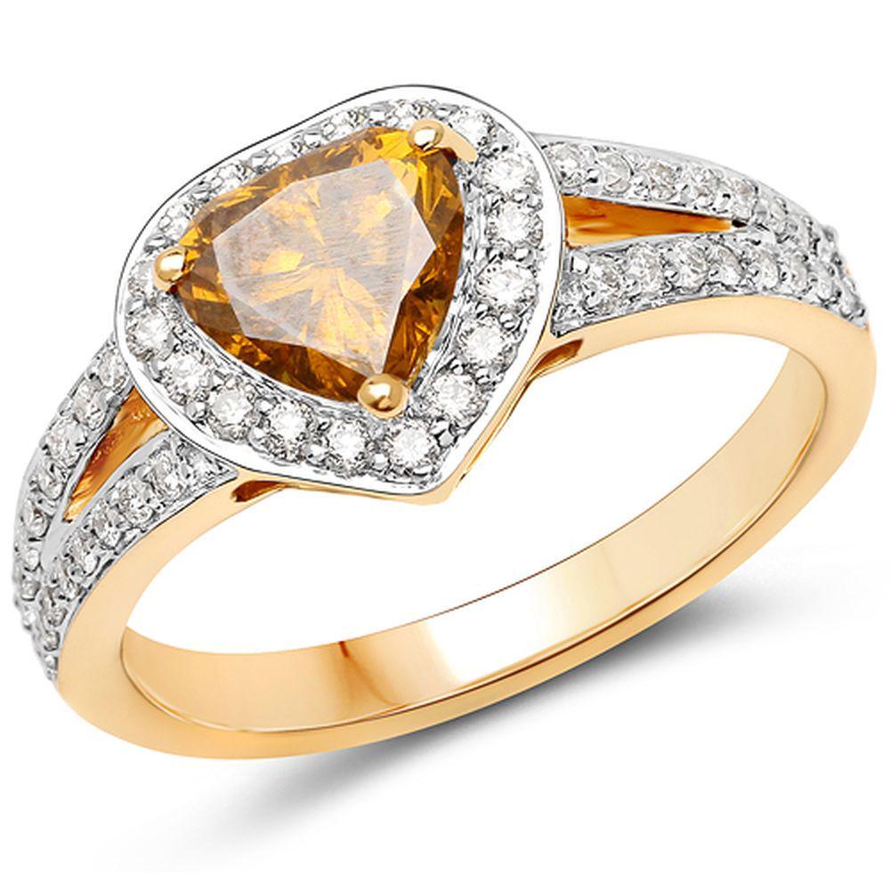 1.03 CT Fancy Yellow Diamond /.38 CTW Dia Ring 18K (1 of 4)