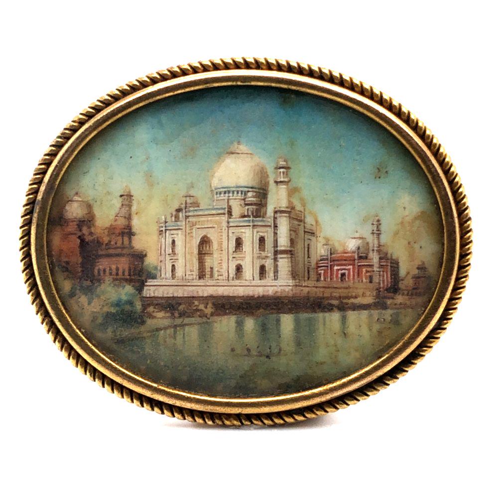 Vintage Brooch Picture of Taj Mahal 18K (1 of 7)