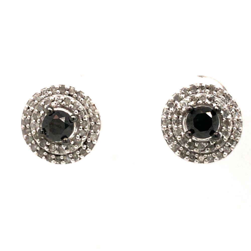 Sterling Silver Black and White Diamond Earrings (1 of 3)