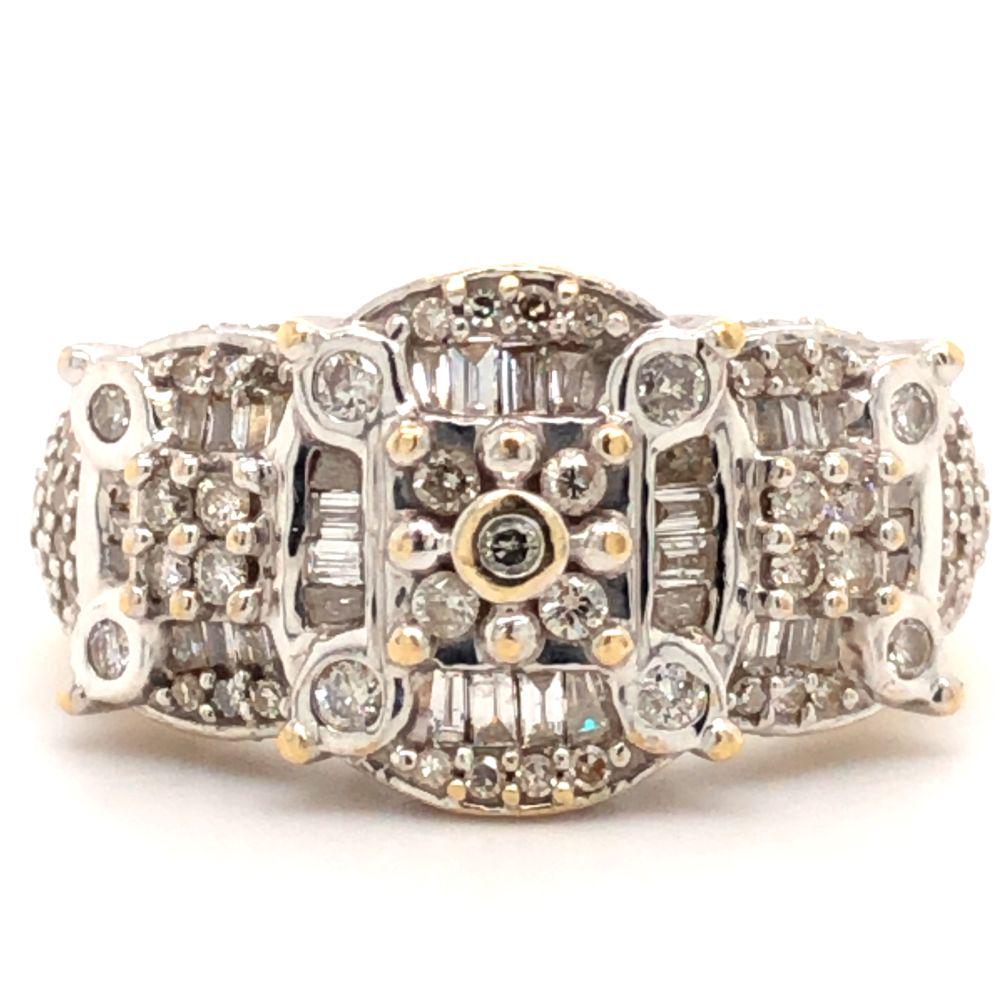 Round and Baguette Diamond Ring 14K (1 of 6)