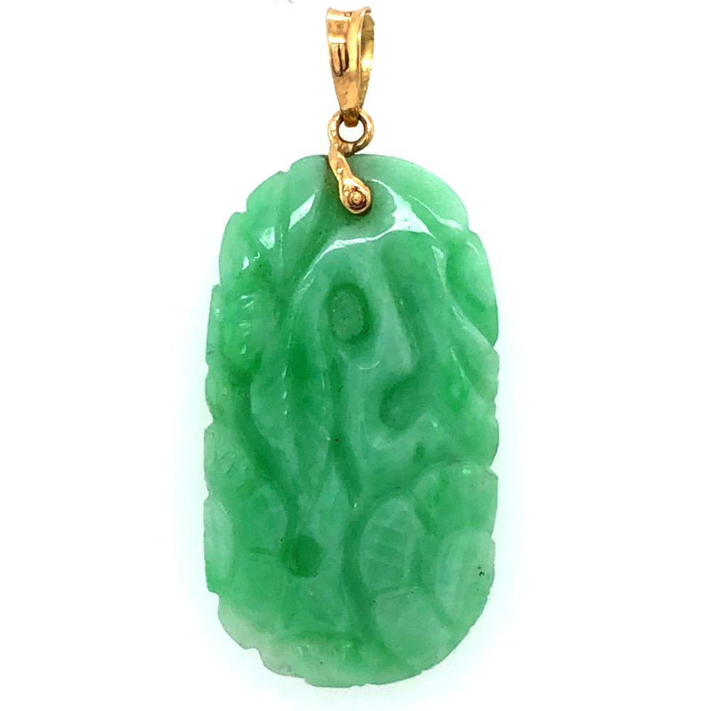 Carved Jadeite Pendant Flowers 14K (1 of 4)